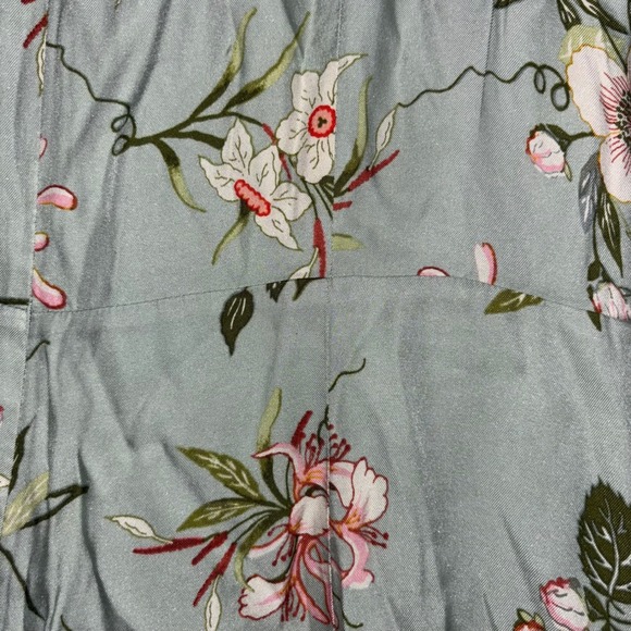 RTR Rebecca Taylor Floral Midi Dress Womens Large 12‎ Button Front Tie Shoulder - Picture 7 of 8